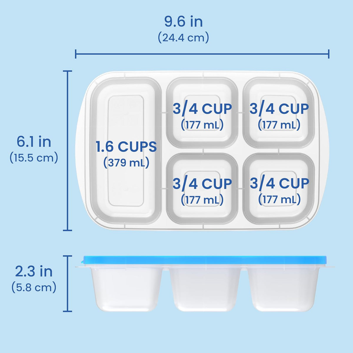 EcoStore - Reusable 5-Compartment Meal Prep Container Set of 8