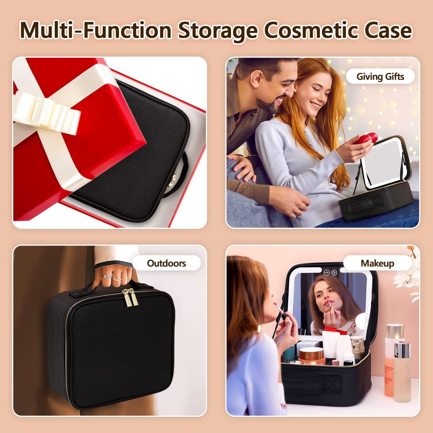 TravelGlow - LED Makeup Organizer with Mirror