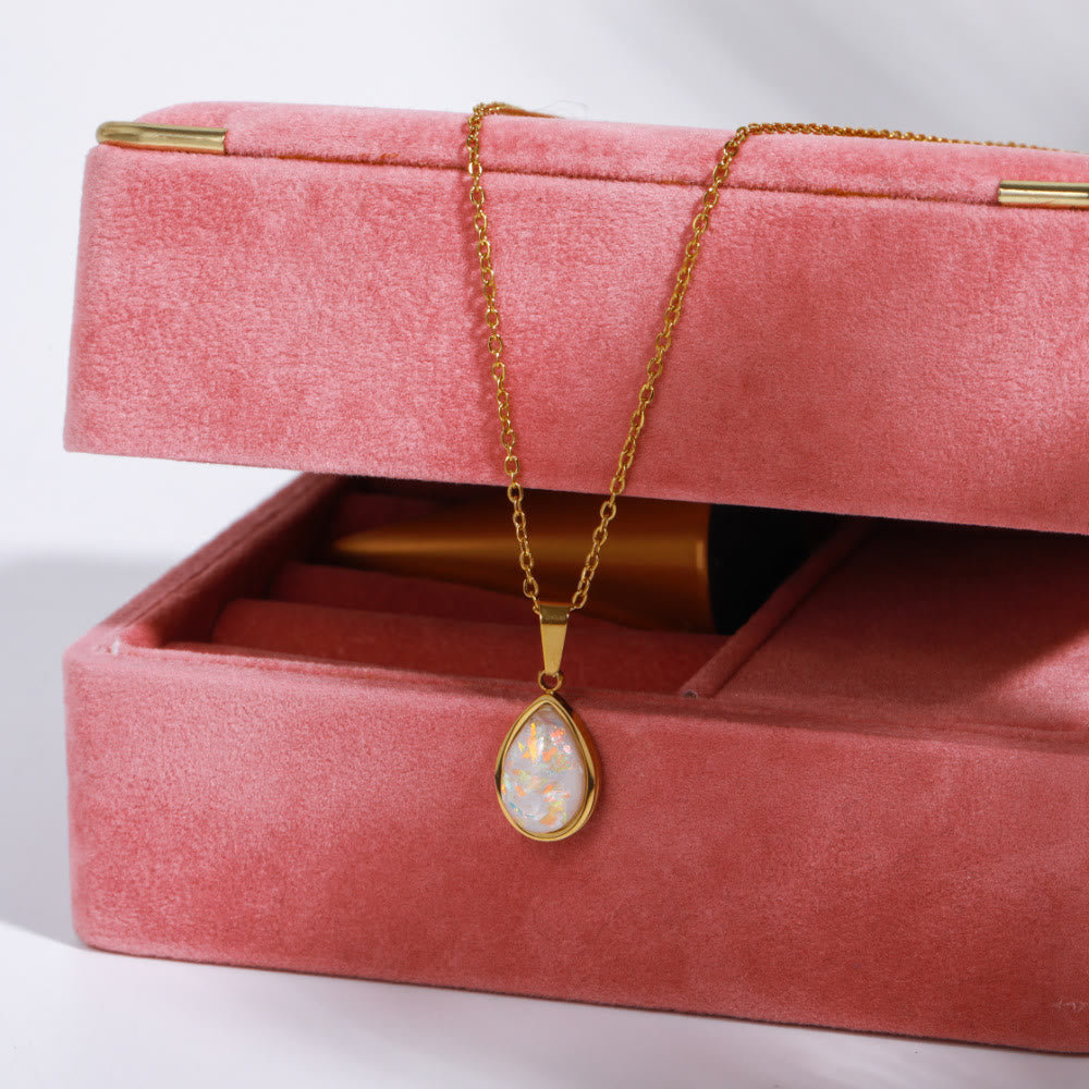 Eloise - 18K Natural Opal Drop Pendant Necklace for Women