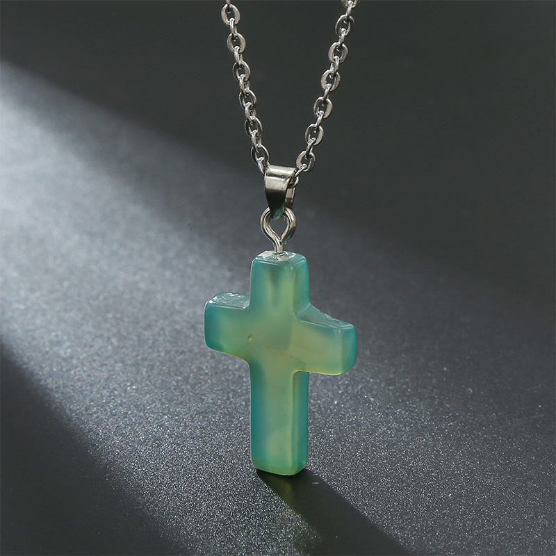 Seraphina - Natural Gemstone Cross Necklace for Women