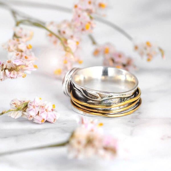 Selene - Aquamarine Spinner Ring for Women
