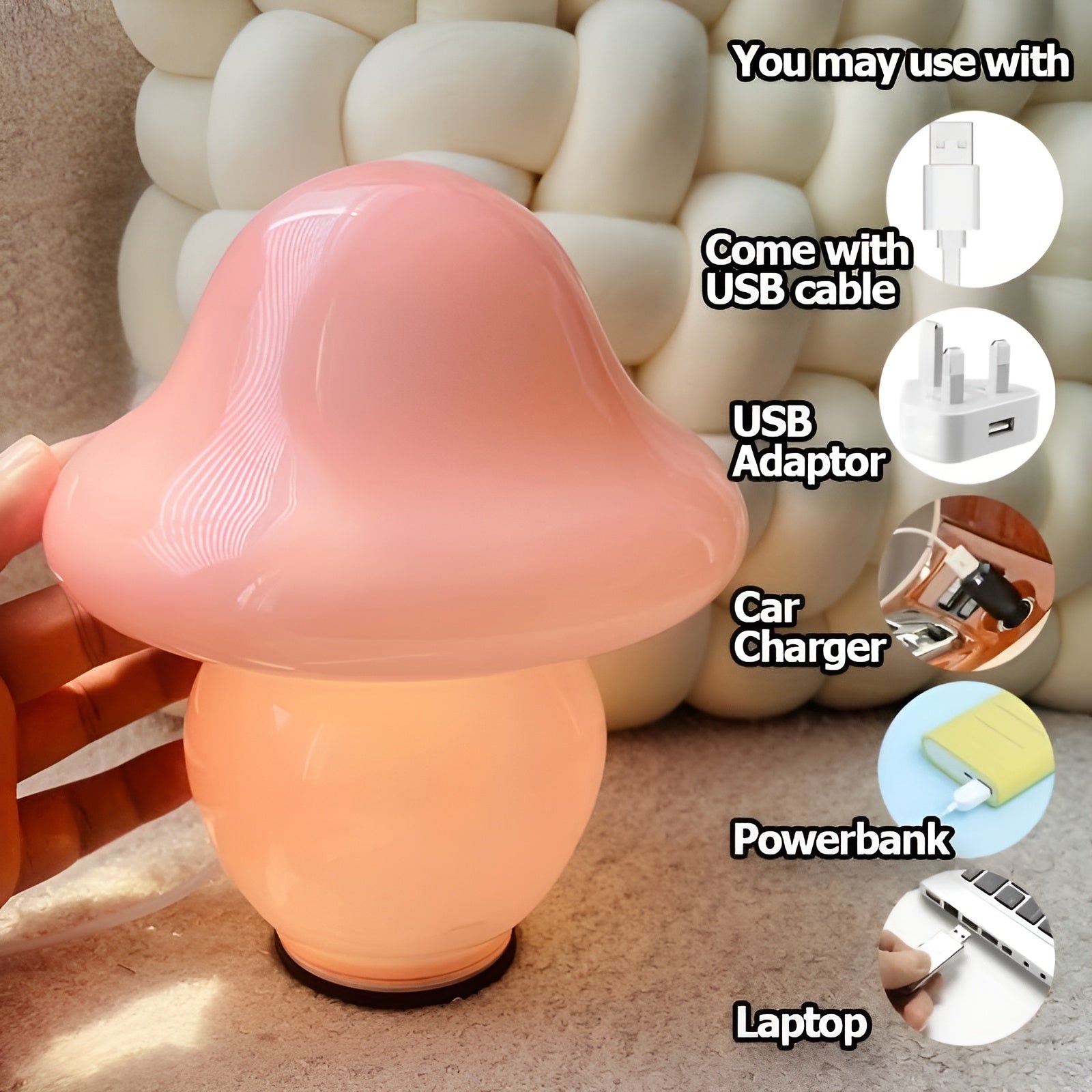 MushroomDream Glass Lamp - Decorative LED