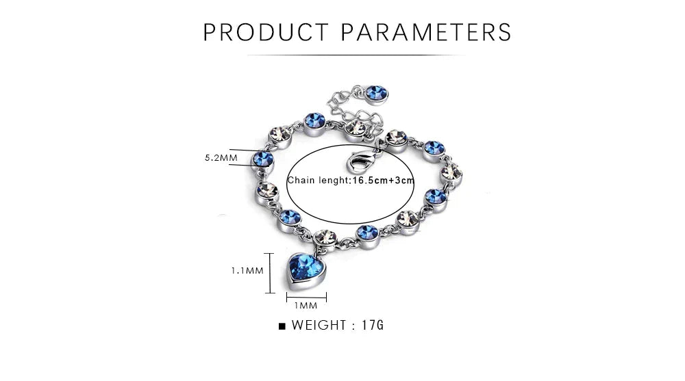 Enchanting Ocean Heart Crystal Bracelet - Blue Charm