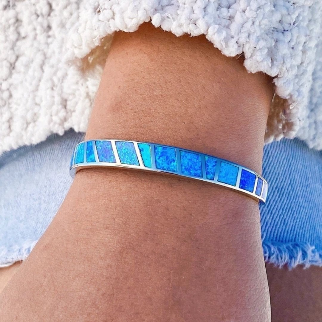 Isola - Blue and Silver Opal Bracelet for Women