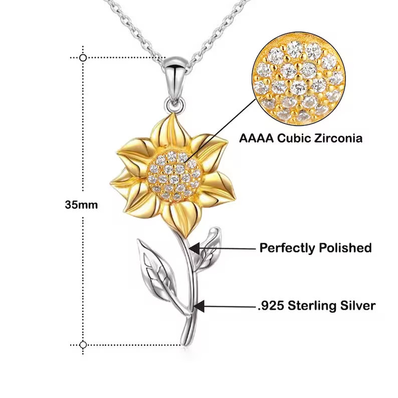 Sunflower - Silver & Gold Pendant Necklace for Women