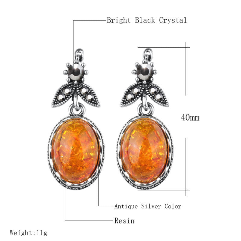 Nora - Vintage Floral Amber Earrings for Women