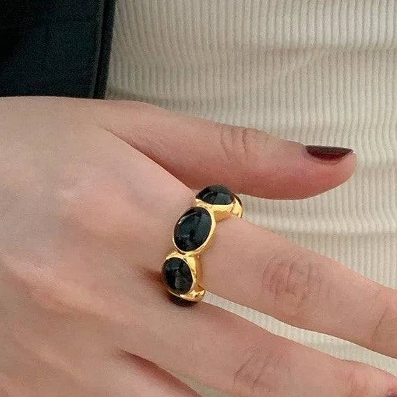 Celina - Gold-Plated Onyx Ring for Women