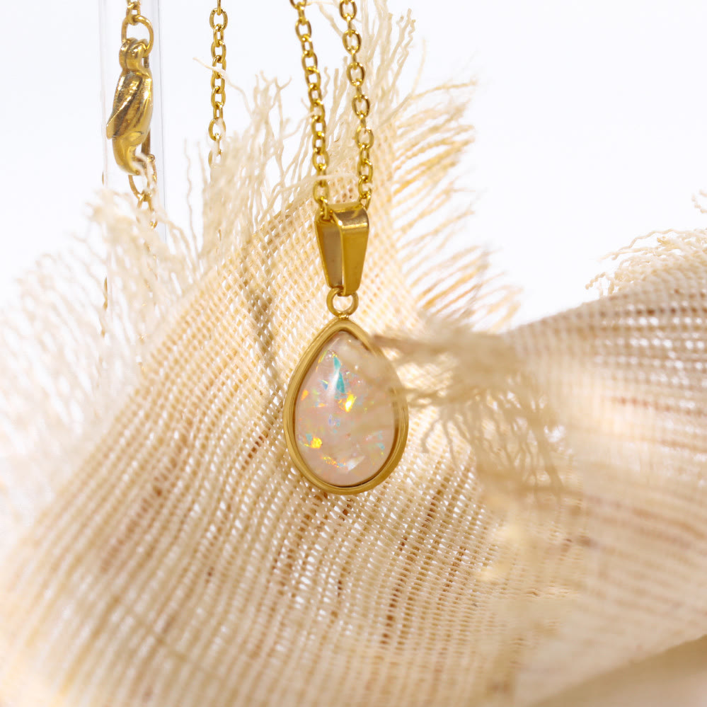 Eloise - 18K Natural Opal Drop Pendant Necklace for Women