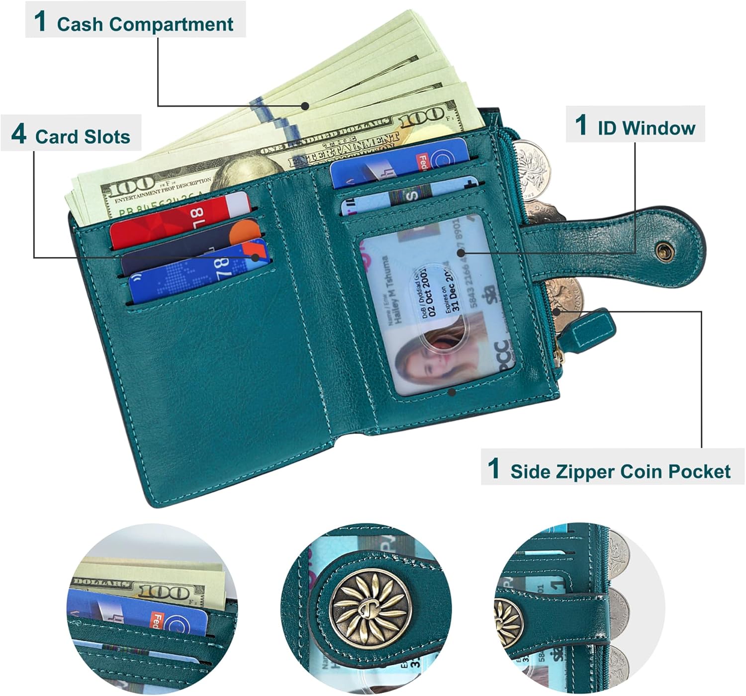 ClaireSlim - Slim RFID Leather Wallet for Women
