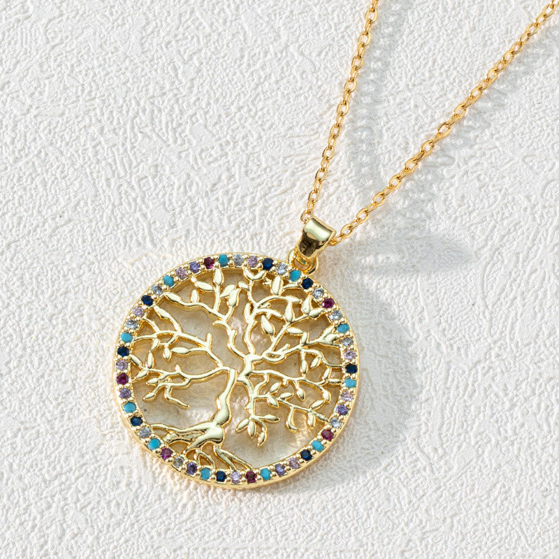 Zirconia - Tree of Life Hollow Pendant Necklace