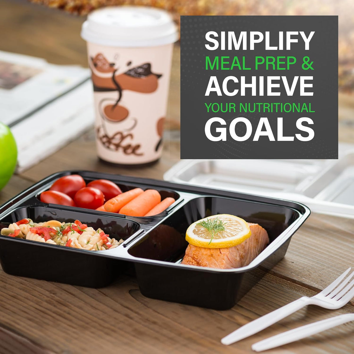 PrepMaster - 3-Compartment Bento Meal Prep Containers 900ml (20-Pack)