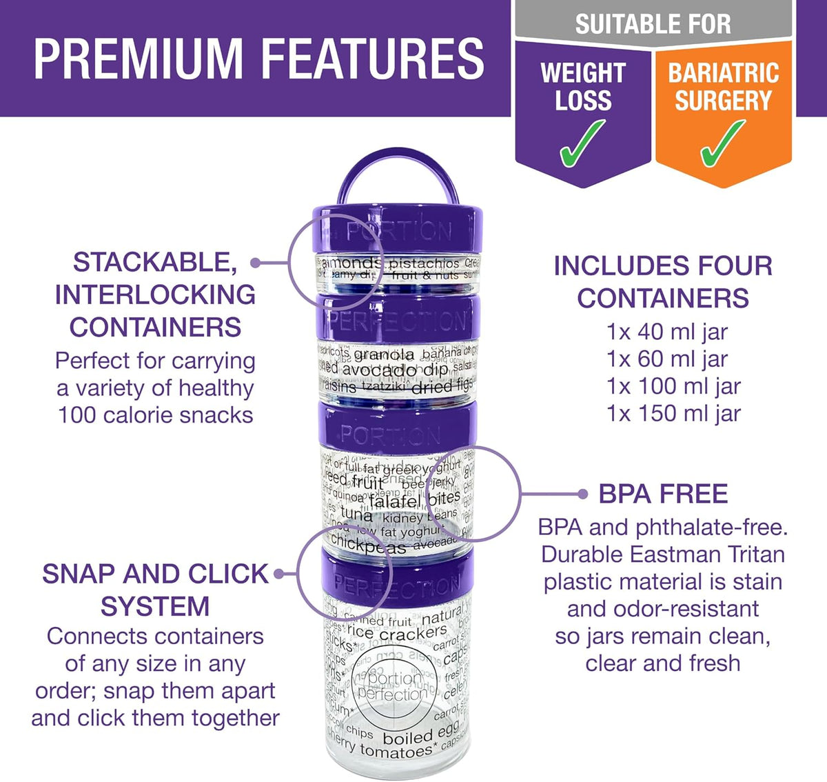 PortionMaster - Stackable Snack Portion Control Containers