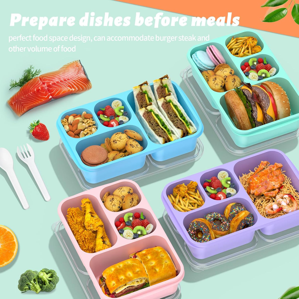BentoBox Stylish Meal Container Set - 4-Piece Leakproof Bento Boxes with 5 Compartments
