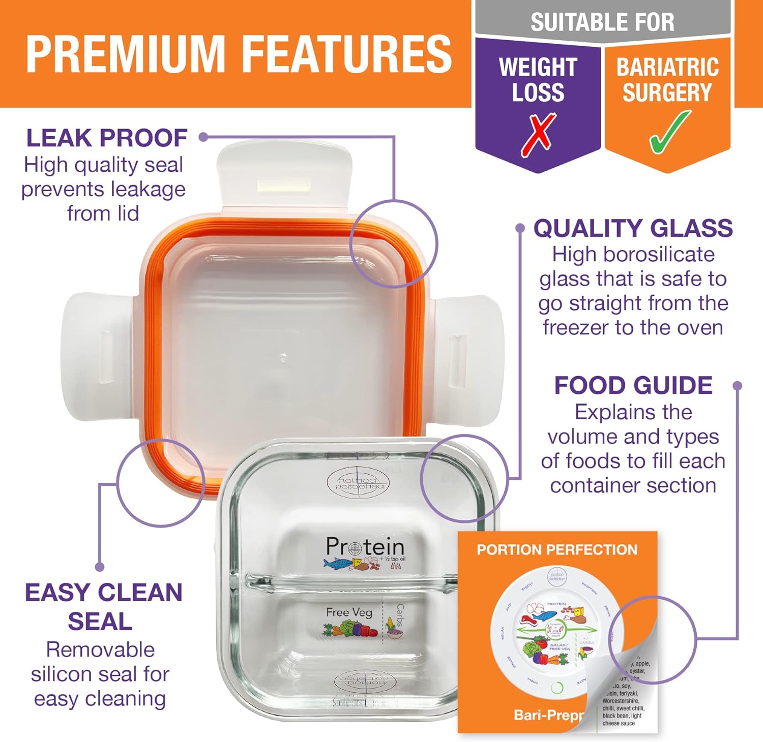 PortionMaster Glass Container Set of 3