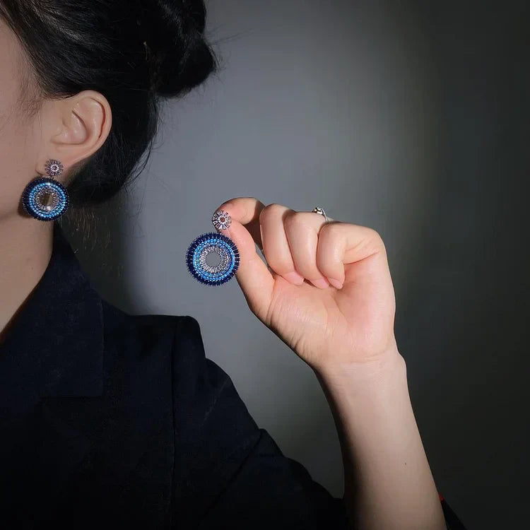 Layla - Silver Evil Eye Earrings for Women