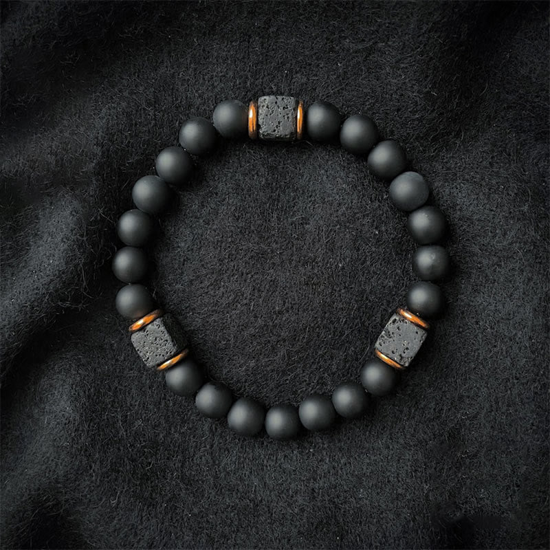 Aurelia - Matte Black Onyx and Lava Stone Bracelet