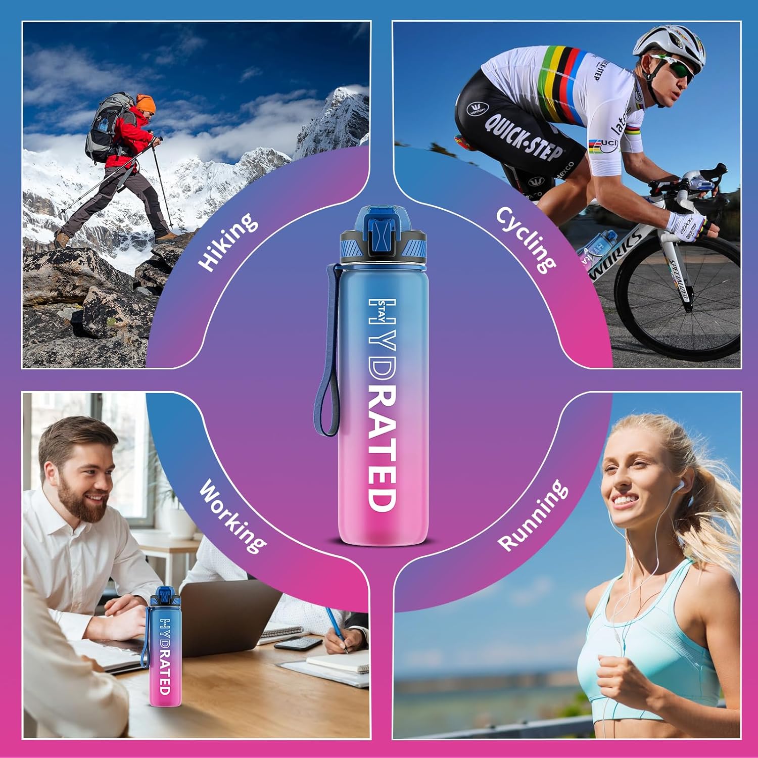 HydraFlow - Sports Water Bottle with Straw