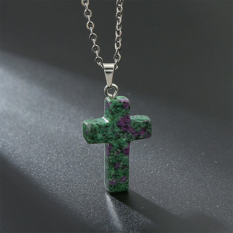 Seraphina - Natural Gemstone Cross Necklace for Women