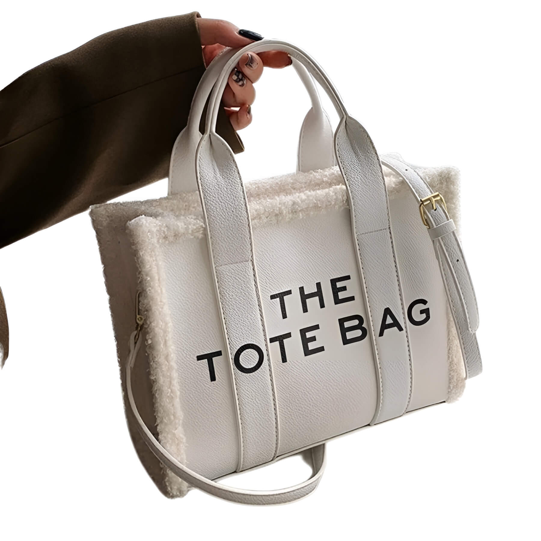 LuxVibe Bag - PU Leather Handbag with Faux Fur Trim