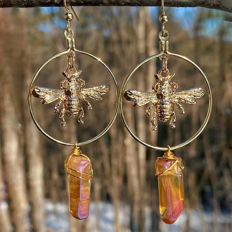 Elara - Natural Crystal Moon & Stars Earrings for Women
