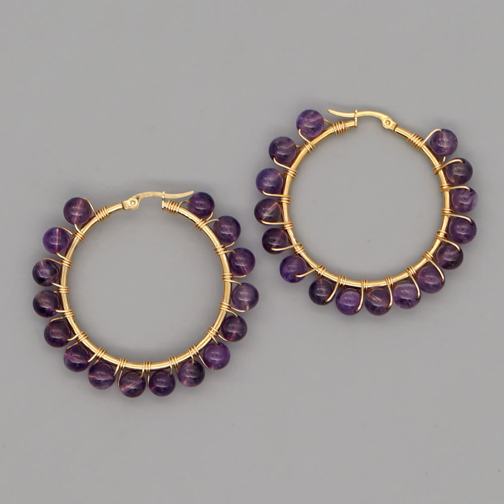 Sanne - Boho Natural Crystal Hoop Earrings for Women