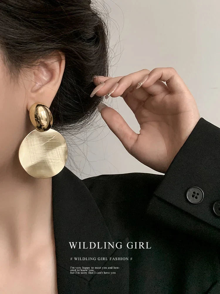 Amaya - Gold Round Drop Earrings for Women