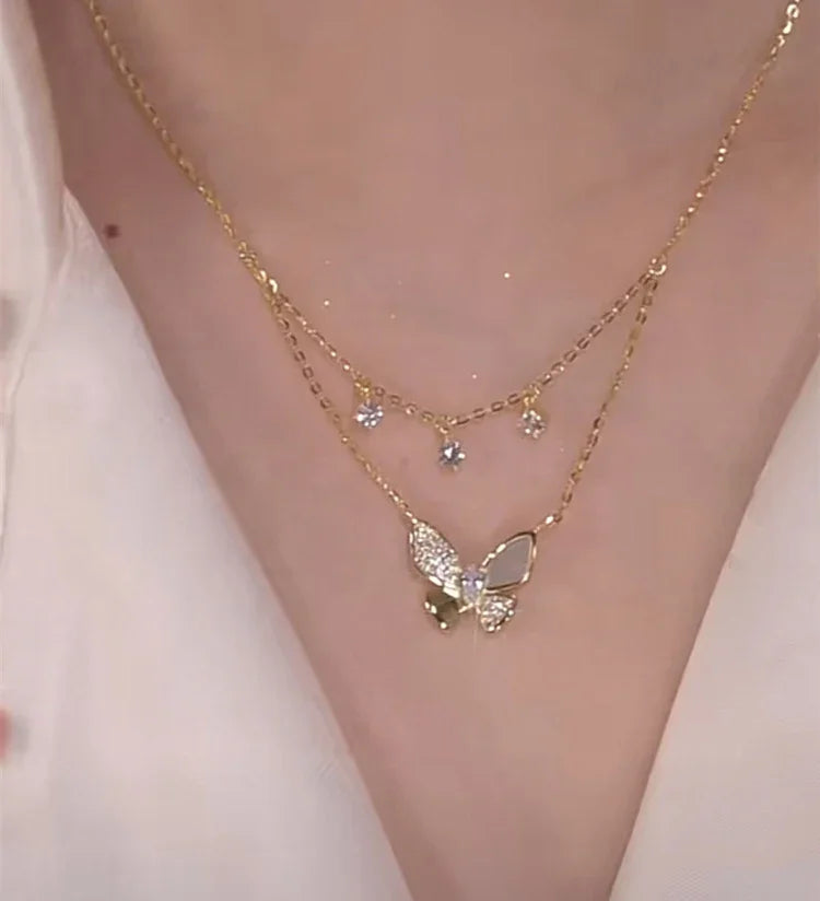 Elayna - Double-Layered Butterfly Necklace for Women
