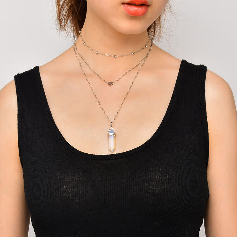 Aurora - Hexagon Natural Crystal Gemstone Necklace