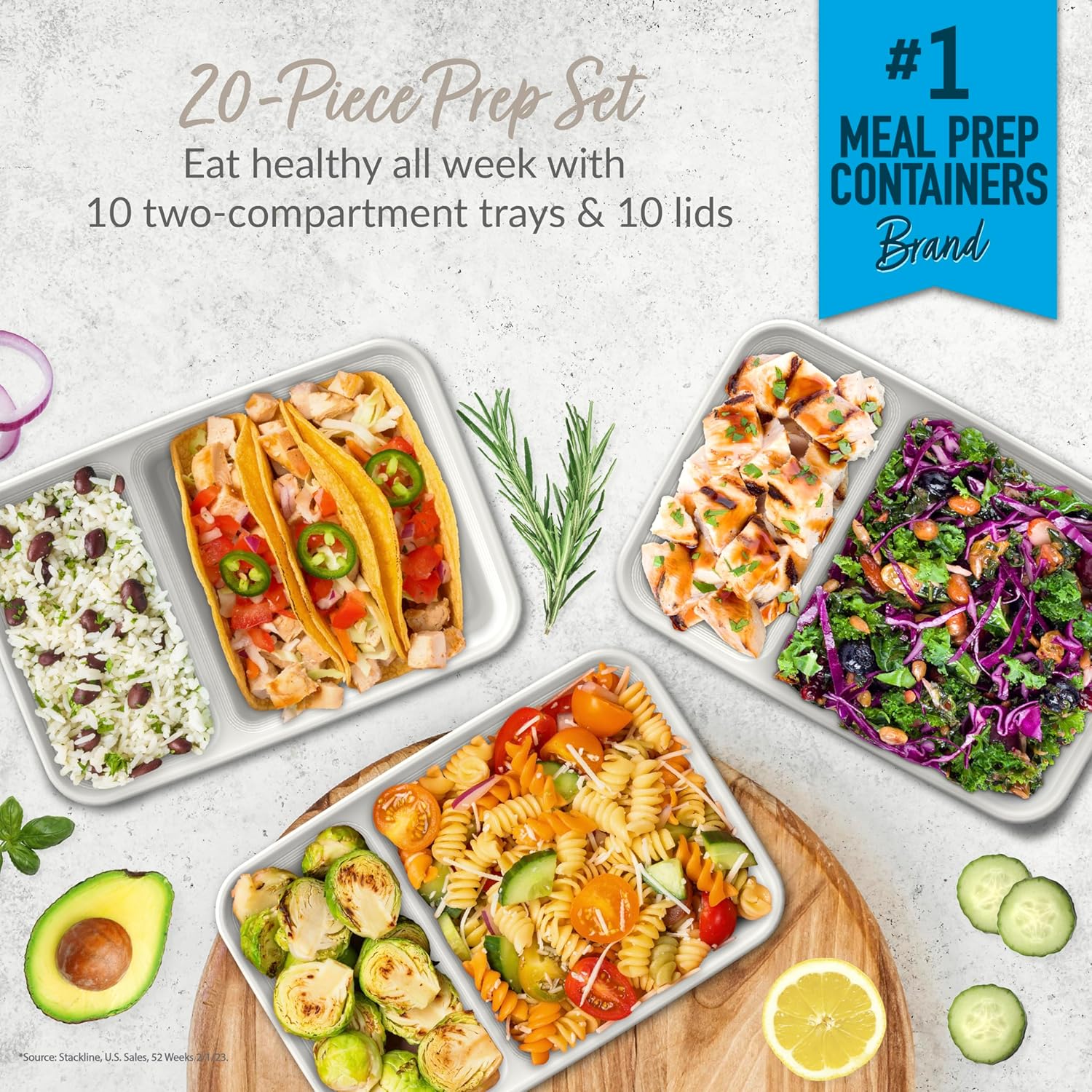 EcoBox - 2-Compartment Food Container Set