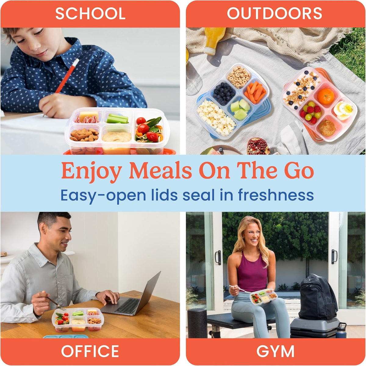 EcoStore - Reusable 5-Compartment Meal Prep Container Set of 8