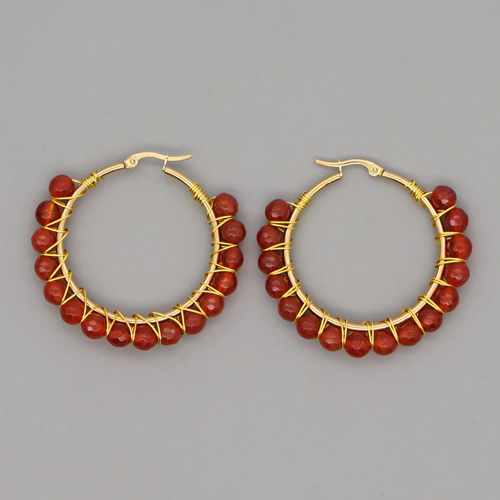 Sanne - Boho Natural Crystal Hoop Earrings for Women