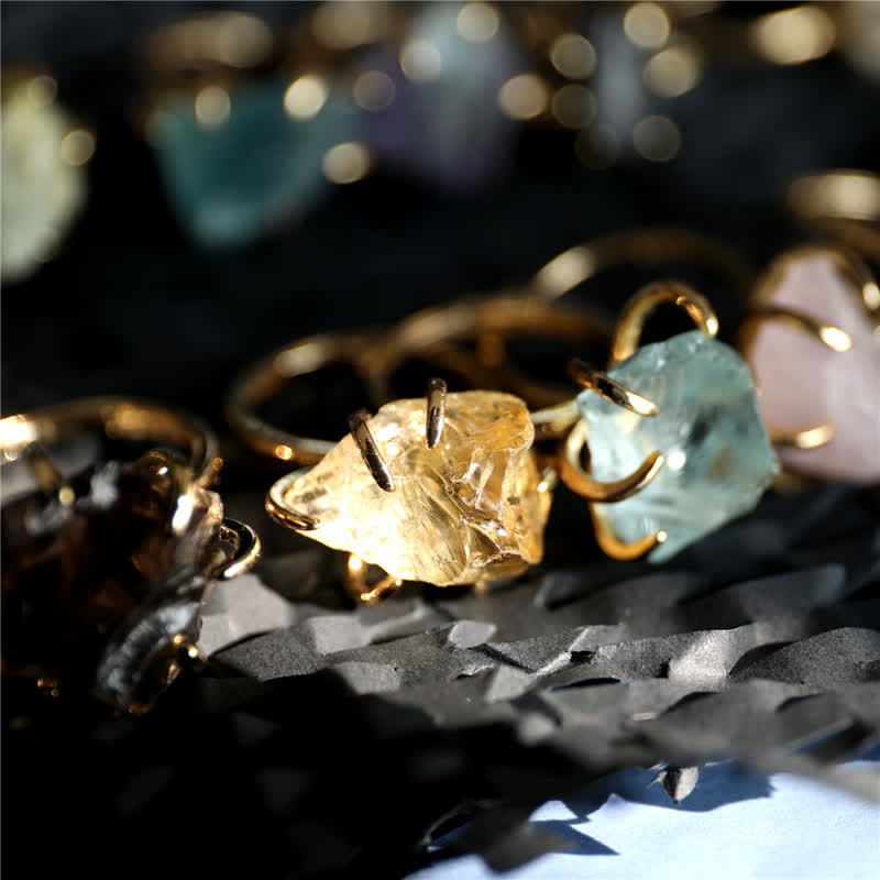 Liora - Six-Claw Natural Crystal Adjustable Ring for Women