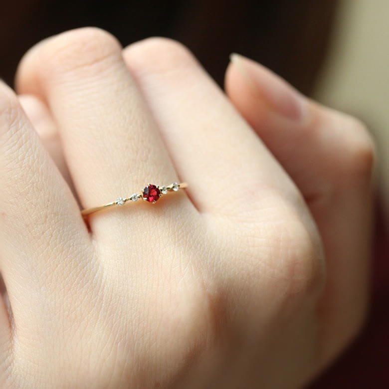 Elara - 18K Gold Garnet Stone Ring for Women
