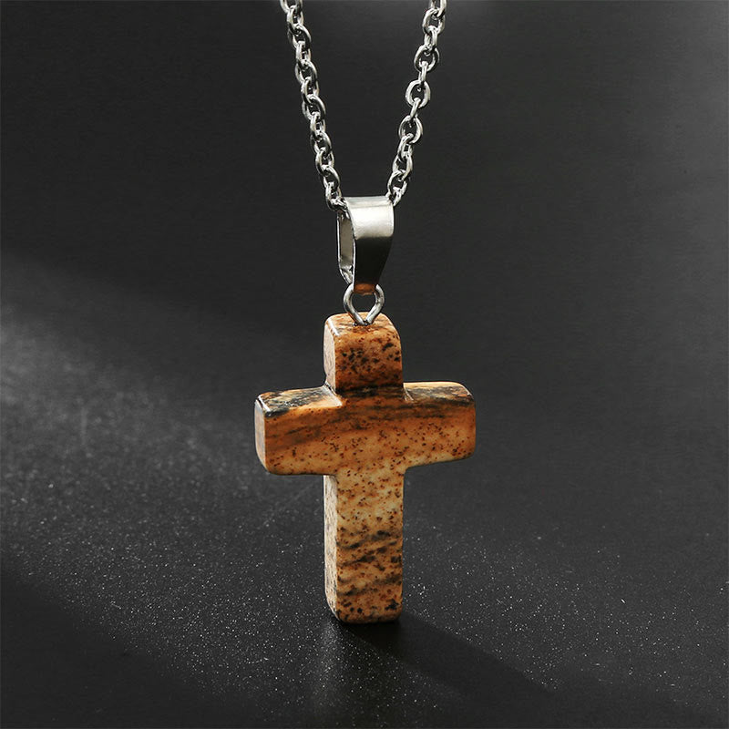 Seraphina - Natural Gemstone Cross Necklace for Women