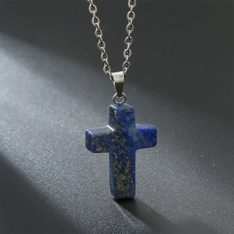 Seraphina - Natural Gemstone Cross Necklace for Women