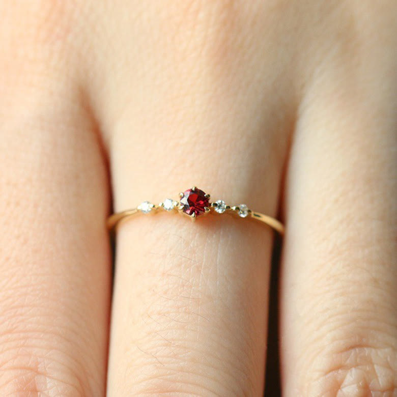 Elara - 18K Gold Garnet Stone Ring for Women