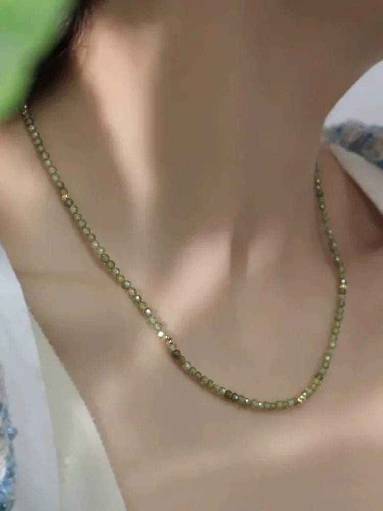 Celeste - Olive Green Zirconia Necklace for Women