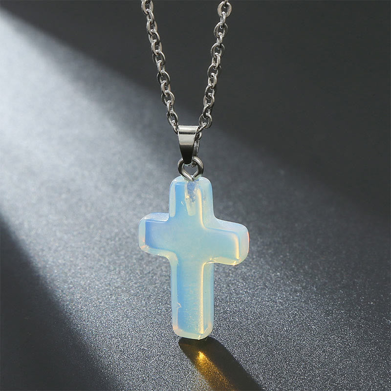 Seraphina - Natural Gemstone Cross Necklace for Women