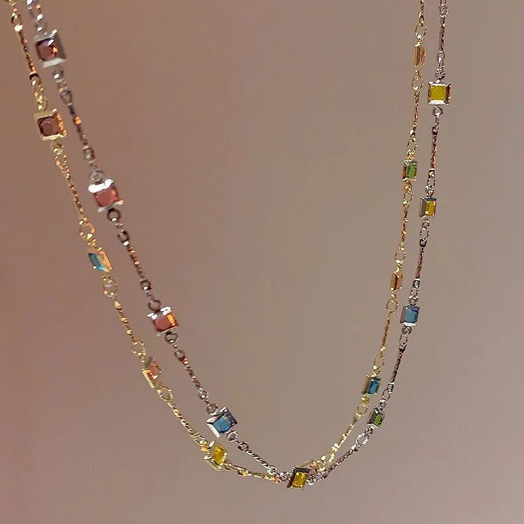 Ivy - Gold/Silver Necklace with Colourful Gemstones for Women