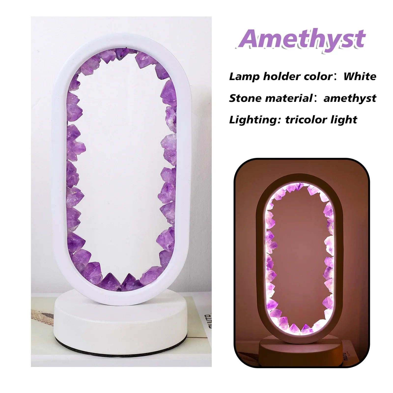 AmethystGlow | Serene Handcrafted Natural Crystal Table Lamp for Bedroom 4