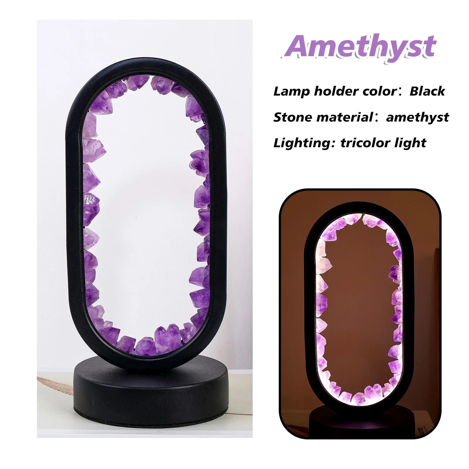 AmethystGlow | Serene Handcrafted Natural Crystal Table Lamp for Bedroom 5