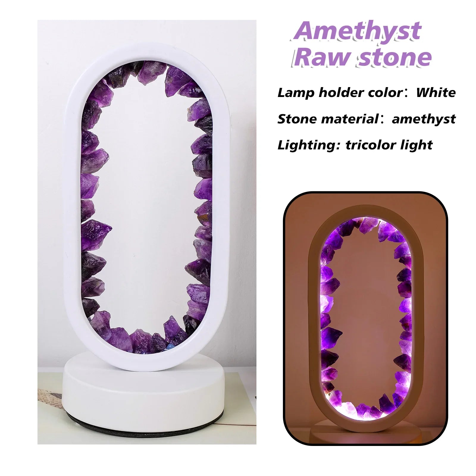 AmethystGlow | Serene Handcrafted Natural Crystal Table Lamp for Bedroom 7