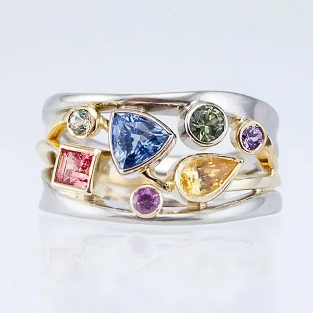 Aurielle - Vintage Rainbow Zirconia Ring for Women