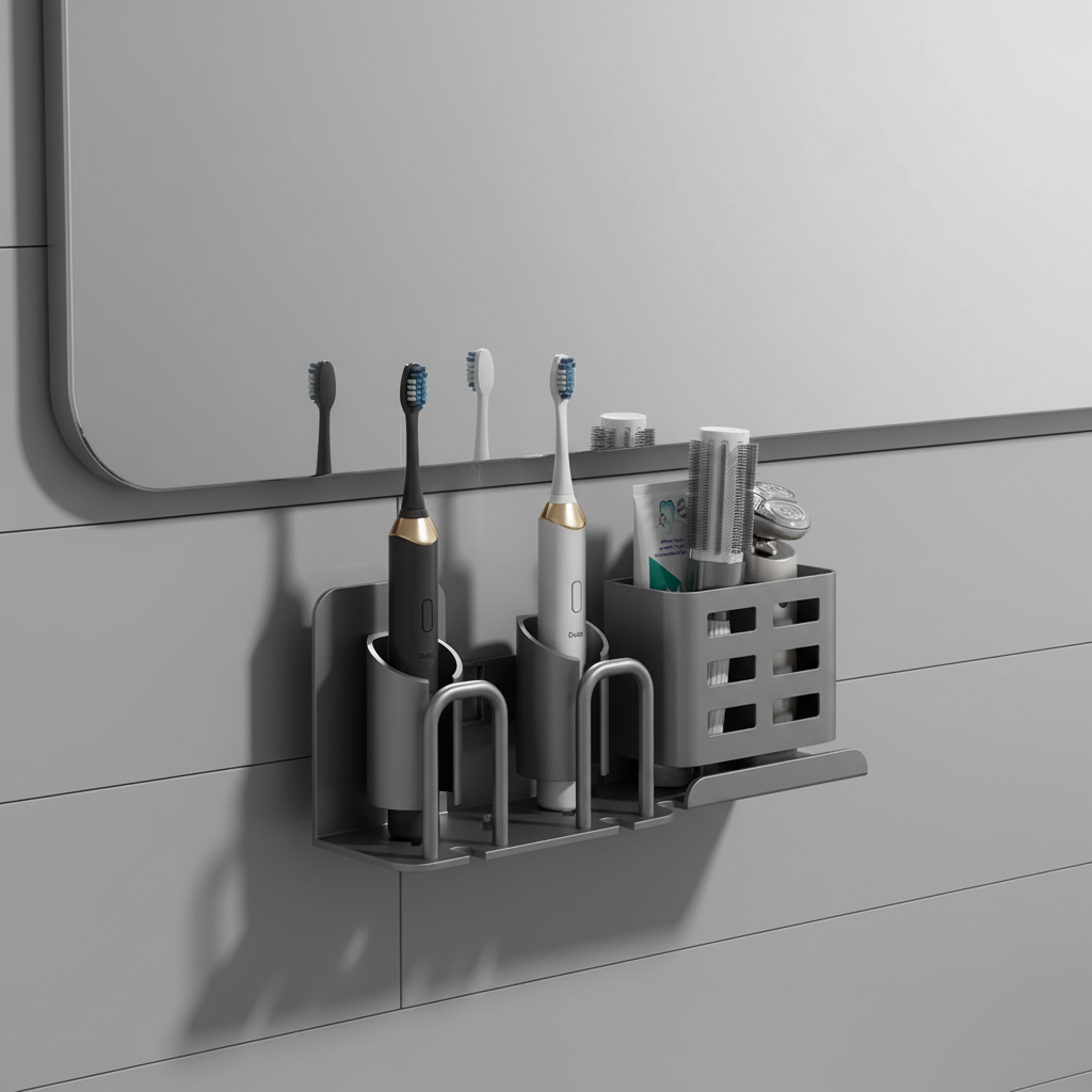 AquaDock | Bathroom Storage Toothbrush Holder with Drainage Openings | Space-Saving Solution for Organized Hygiene 0