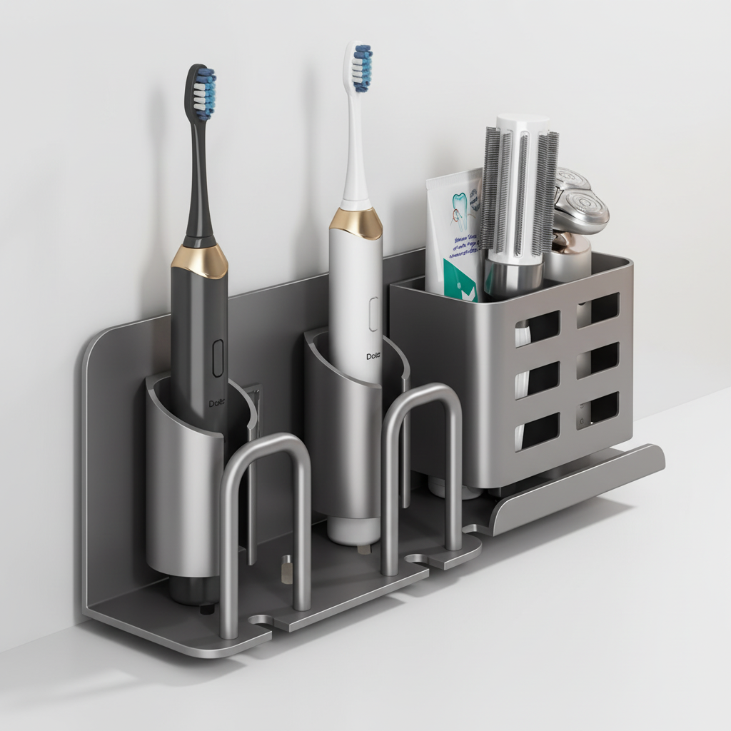AquaDock | Bathroom Storage Toothbrush Holder with Drainage Openings | Space-Saving Solution for Organized Hygiene 4