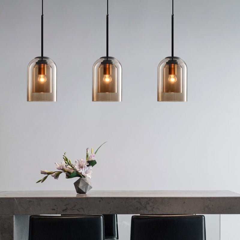 AuraGlass | Double Glass Pendant Light with Adjustable Height | Stylish Kitchen Pendant Lighting for Elegant Interiors 5