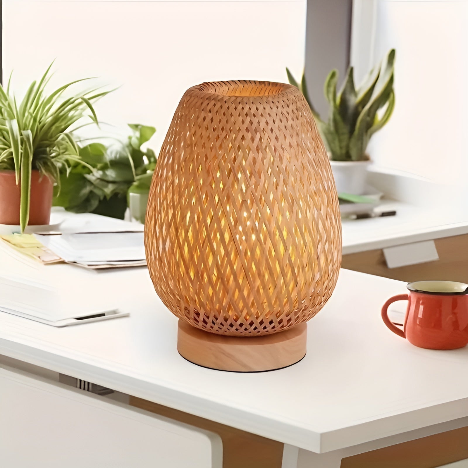 Bamboo Table Lamp - USB-Powered Eco Bedside Light
