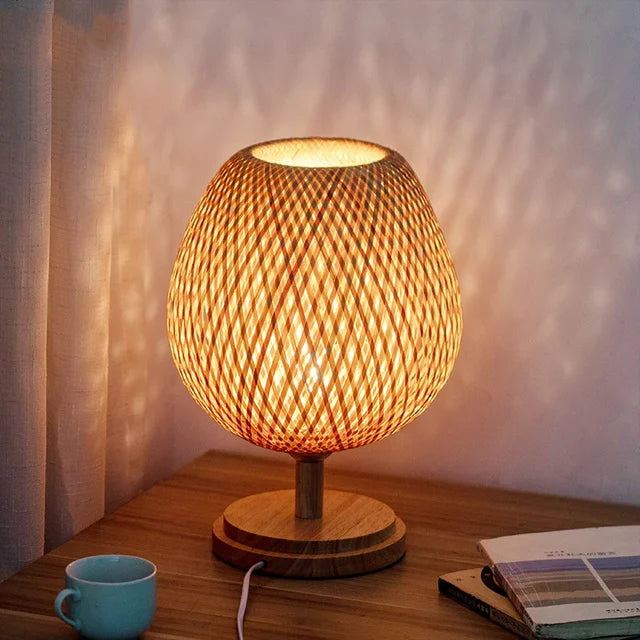 BambooCraft | Rustic Elegant Vintage Bamboo Bedside Table Lamp 0
