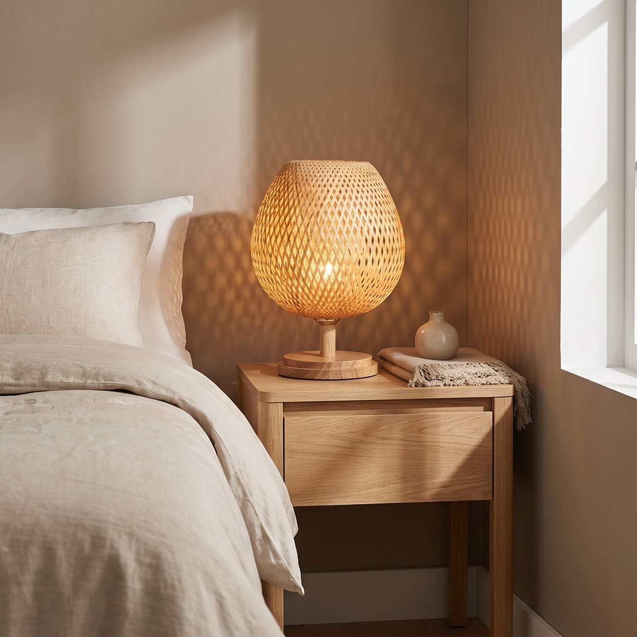 BambooCraft | Rustic Elegant Vintage Bamboo Bedside Table Lamp 2
