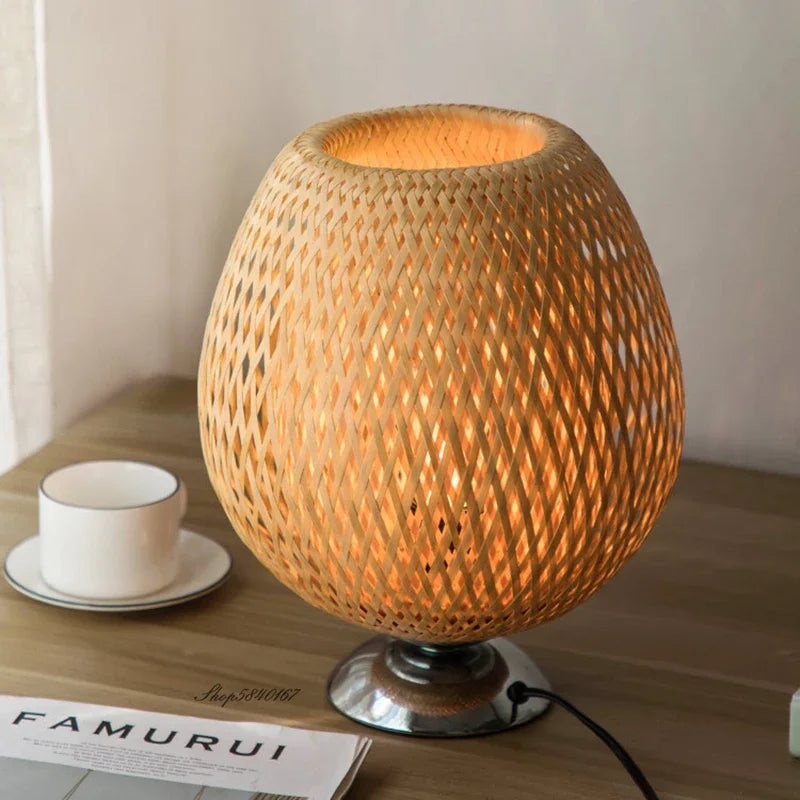 BambooCraft | Rustic Elegant Vintage Bamboo Bedside Table Lamp 4